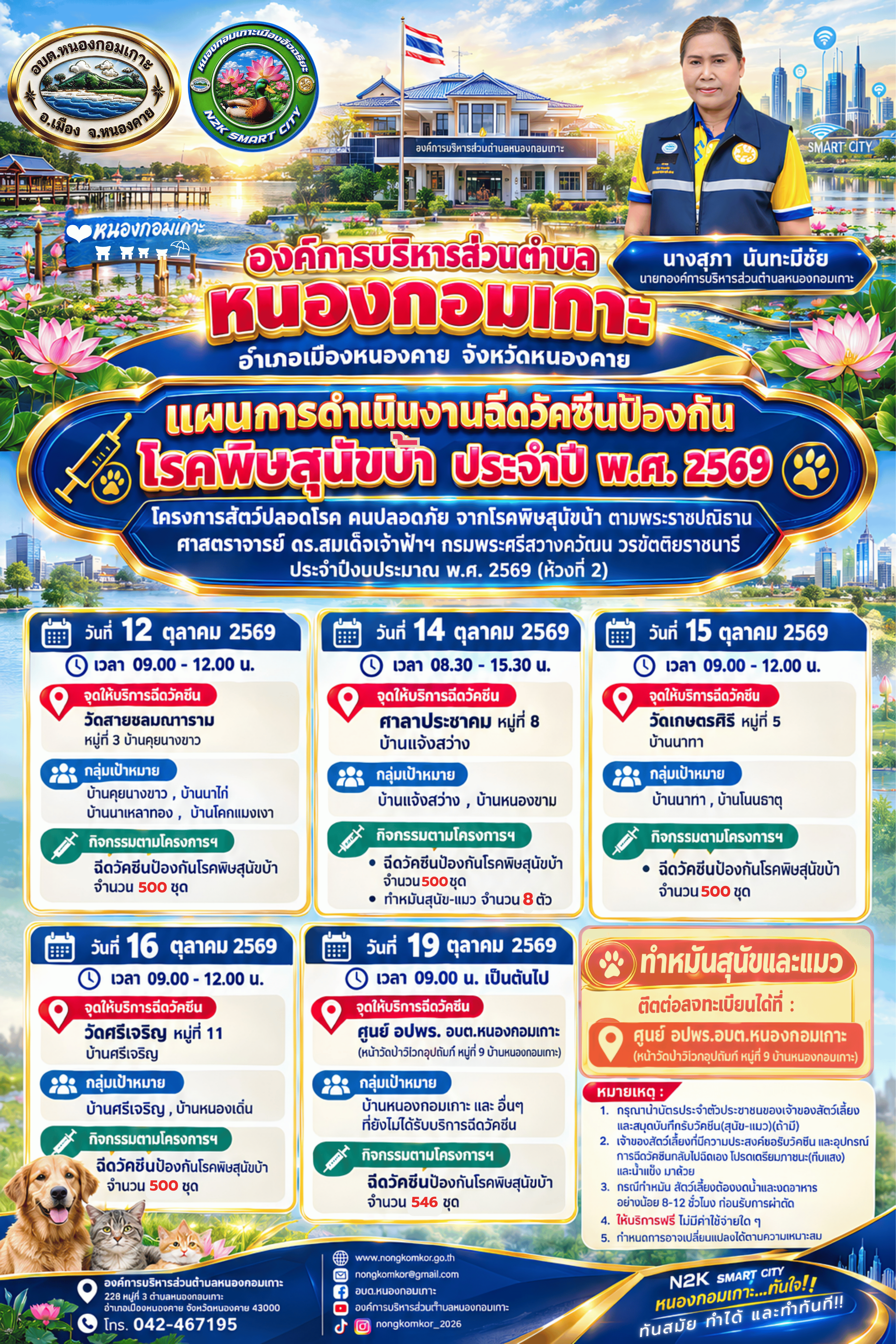 แผนการดำเนินงานฉีดวัคซีนป้องกันโรคพิษสุนัขบ้า ประจำปี พ.ศ. 2569 (ห้วงที่ 2)
